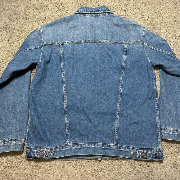 Free People Distressed Blue Denim Button Up Jacket, Medium - Picture 8 of 8